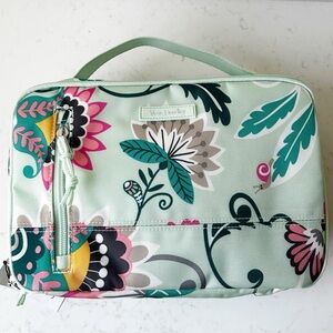 🆕 Vera Bradley Large Blush and Brush Cosmetic Bag in Mint Flowers